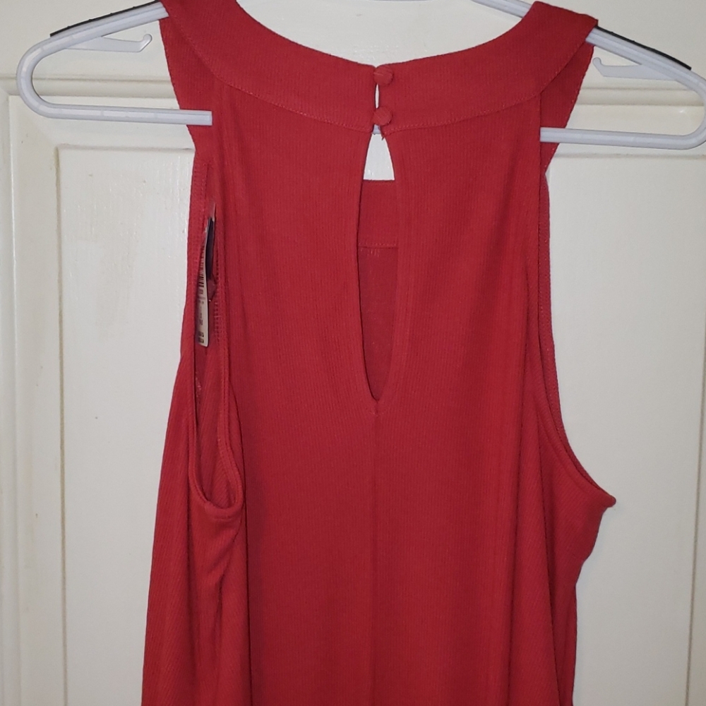 Torrid Red Ribbed Sleeveless Fluted Midi Dress Red 2X 18 20 Valentine's Day! - Picture 8 of 10